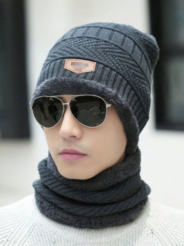 Woolen Winter Beanie Cap & Neck Warmer Combo.